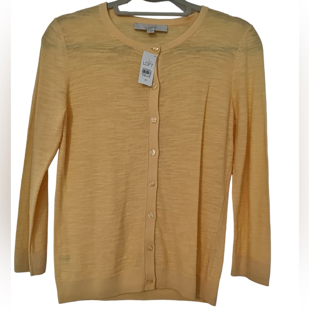 LOFT pale yellow cardigan. Brand new Size M